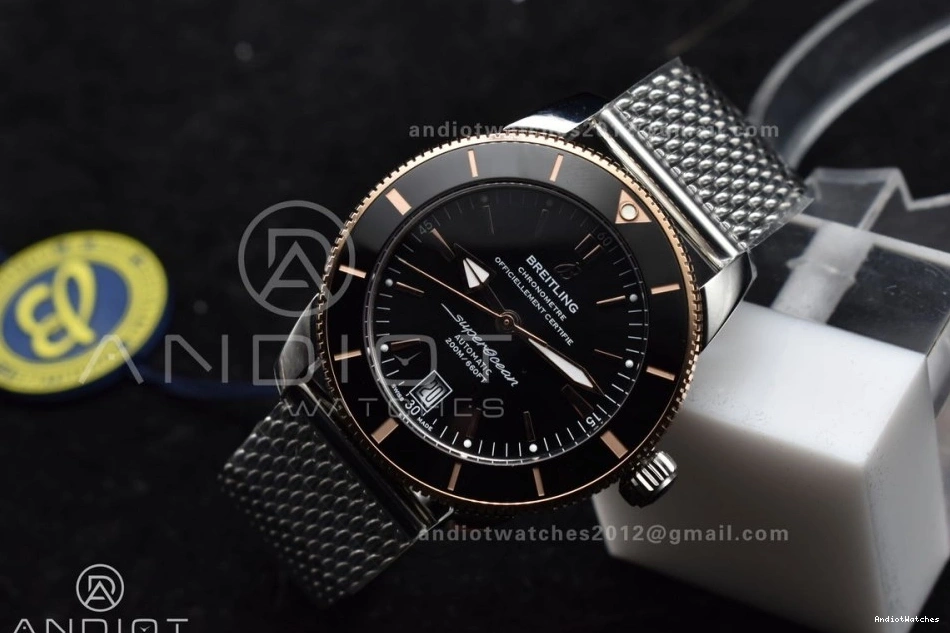 1173 Bezel on Heritage Durable Bracelet BLSF Black 42mm RG and Black A II Bezel SS Dial SuperOcean Ceramic Rubber 0926
